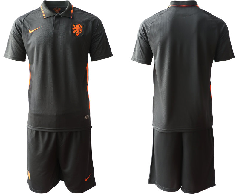 Men's Netherlands National Team Custom Black Away Soccer Jersey Suit